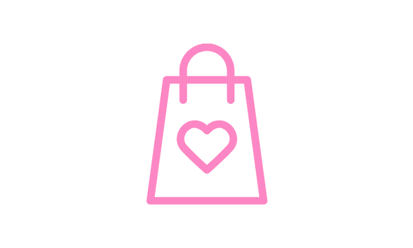 Pink icon of a shopping bag