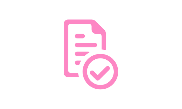 Pink icon of a completed form