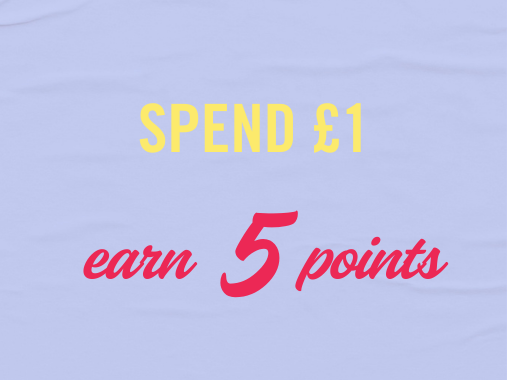 Spend £1 and earn 5 points. Click here to shop and start earning points.