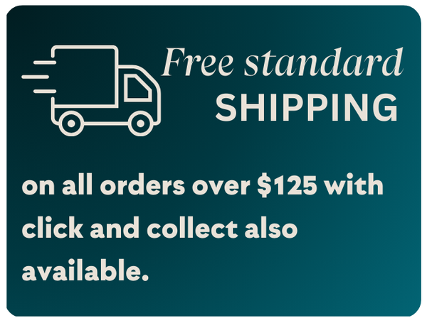 Free standard shipping on all orders $125 with click and collect also available