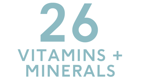 Our Products contain 26 vitamins and minerals. Find out more here