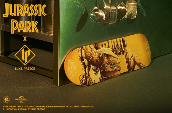 Luke Preece X Jurassic Park An Adventure 65 Million Years In The Making Exclusive Skateboard Deck