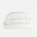 ïn home Estelle Linen Cotton Frill Edge Duvet Set - White