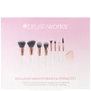 طقم فرشة وإسفنجة حصري للمكياج من brushworks