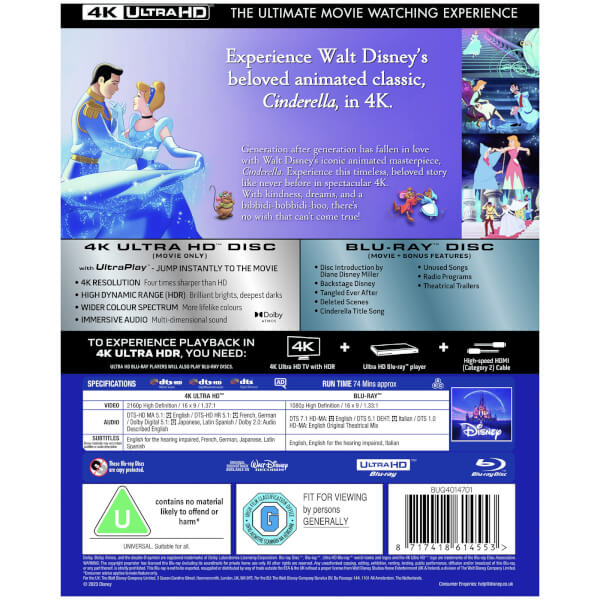 Disney's Cinderella 4K Ultra HD (includes Blu-ray)