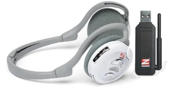 Zoom iHiFi Wireless Bluetooth Headphones & USB Adapter for SKYPE