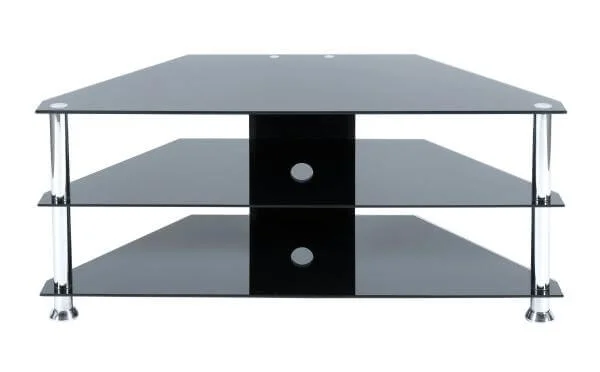 LEVV Black and Chrome TV Stand for up to 42 Inch TVs