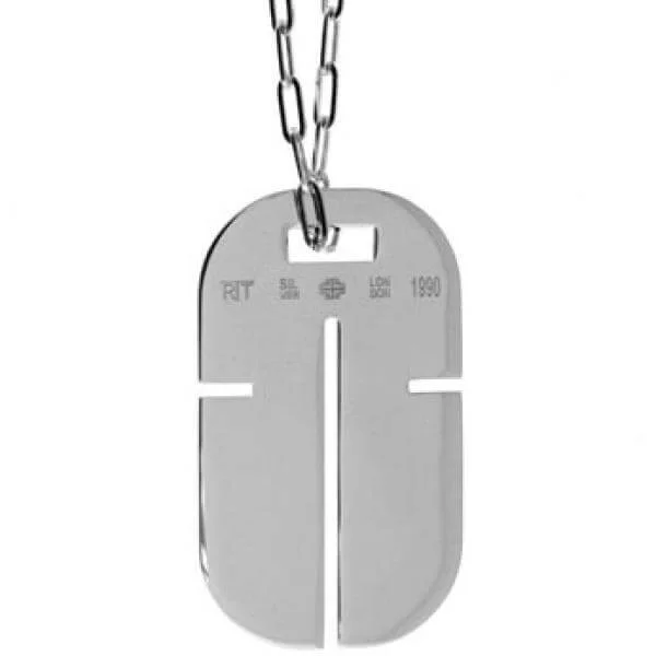 Tateossian Silver ID Tag Necklace - Cut Out Cross