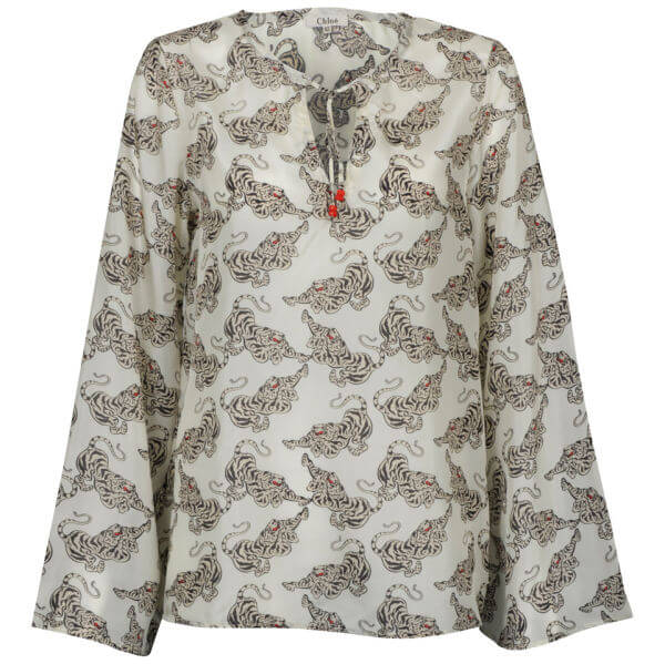 Chloe Women's Tiger Print Blouse - White