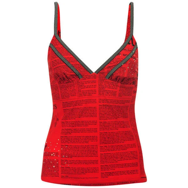 John Galliano Women's Newspaper Print Vest Top - Red