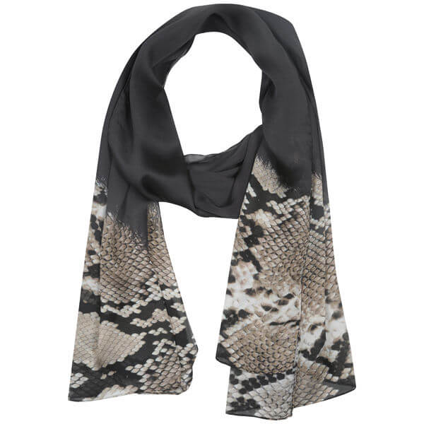 Roberto Cavalli Snakeskin Border Print Long Silk Scarf