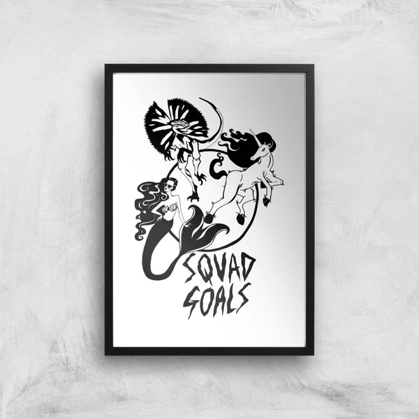 Rock On Ruby Mermaid, Unicorn and Dinosaur Squad Goals Art Print