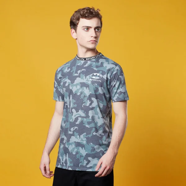Batman Camo Neck Ribbed T-Shirt - Khaki