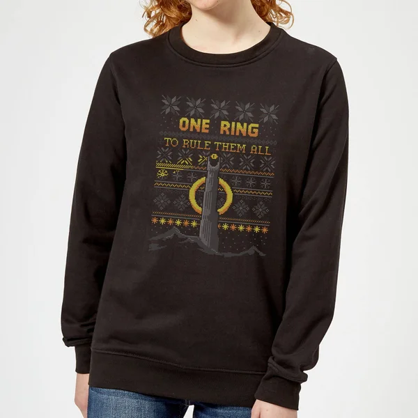 The Lord Of The Rings One Ring Women's Christmas Sweater in Black