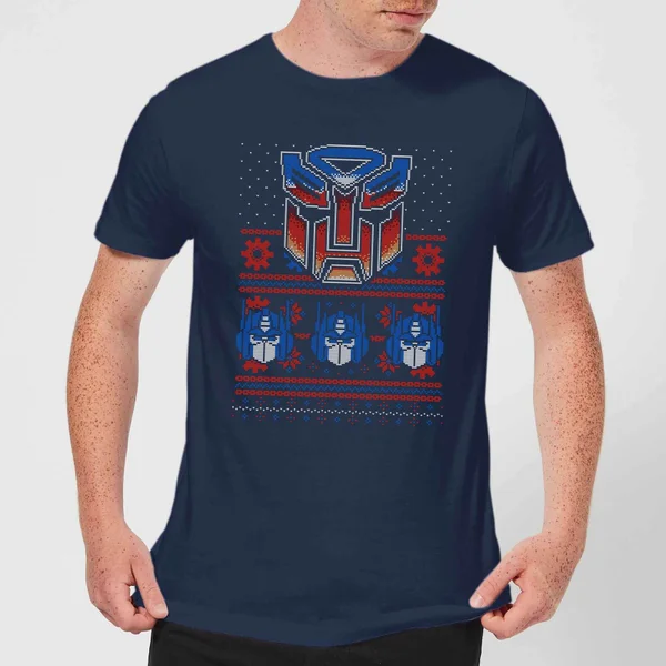Autobots Classic Ugly Knit Men's Christmas T-Shirt - Navy