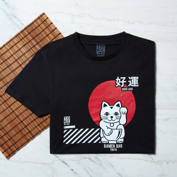 Ramen Lucky Cat T-Shirt - Black