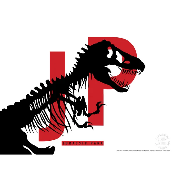 Jurassic Park Originele Logo Screenprint met Letterpress door Chip Kidd - Wit