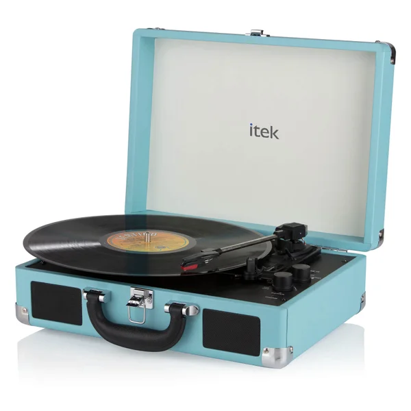 iTek Portable Turntable with Built-in Speakers - Blue