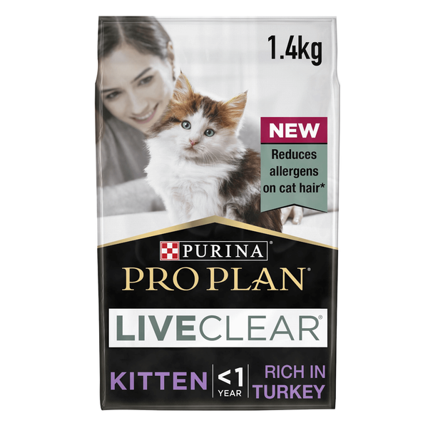 Repeat Delivery - PRO PLAN LIVECLEAR Cat-Allergen Reducing Dry Kitten Food - Turkey - 1.4KG