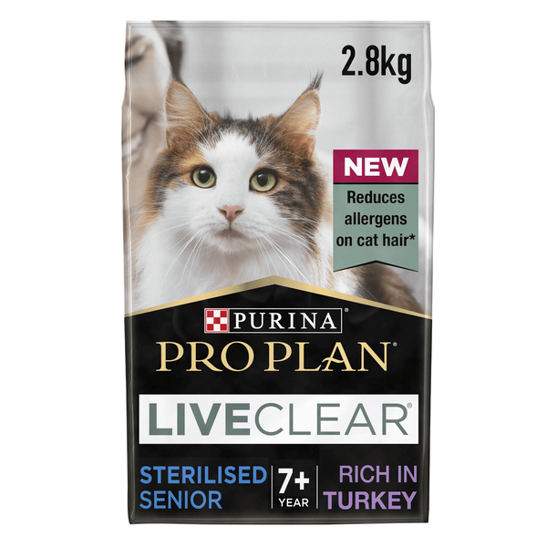 Repeat Delivery - PRO PLAN LIVECLEAR Cat-Allergen Reducing Dry Sterilised Adult 7+ Food - Turkey - 2.8KG