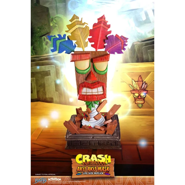 First 4 Figures Crash Bandicoot Aku Aku Maske Lebensgroße Harzfigur
