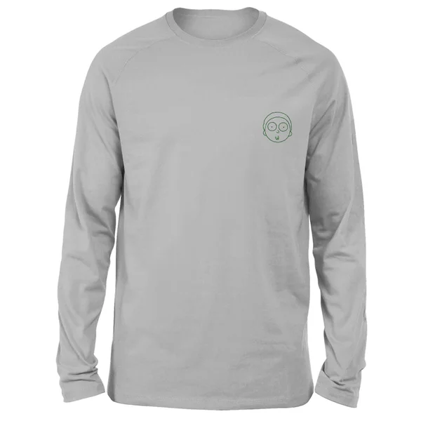 Rick and Morty Morty Embroidered Unisex Long Sleeved T-Shirt - Grey
