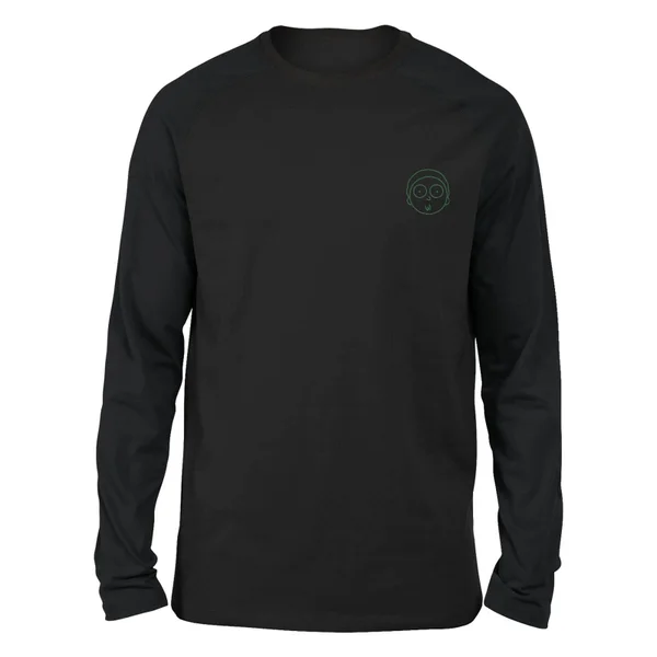 Rick and Morty Morty Embroidered Unisex Long Sleeved T-Shirt - Black