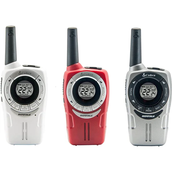 Cobra SM660 Weather Resistant Walkie Talkie - White/Red/Silver (3 Pack)