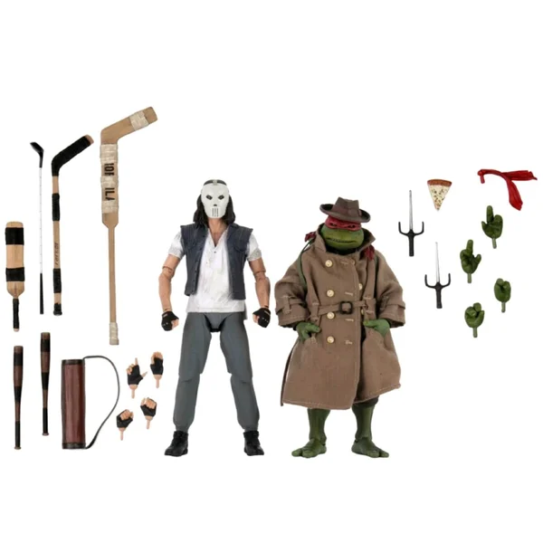 NECA Teenage Mutant Ninja Turtles Casey Jones and Raphael In Disguise 7 Inch Scale Action Figure 2 Pack