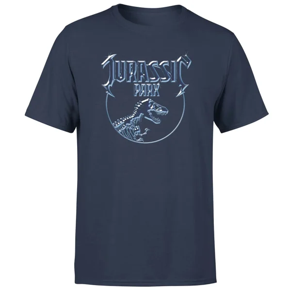 Jurassic Park Logo Metal Men's T-Shirt - Navy