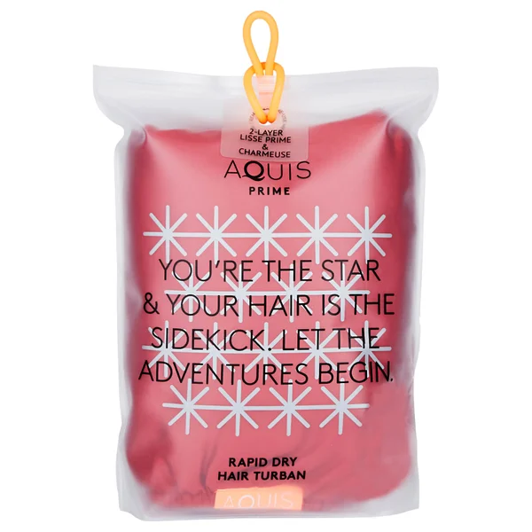 Aquis Charmeuse 2 Layer Hair Turban - Ruby