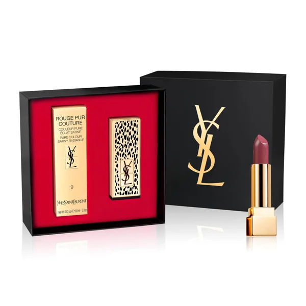 Yves Saint Laurent Rouge Pur Couture Lipstick 09 and Black Leopard Cap Set