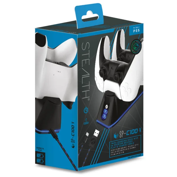 PS5 Twin USB Charging Dock & Play & Charge Cable - Black