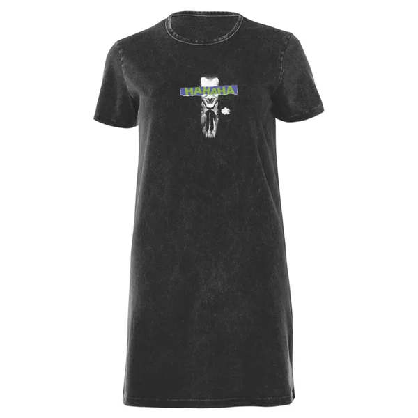 Batman Joker Women's T-Shirt Dress - Black Acid Wash
