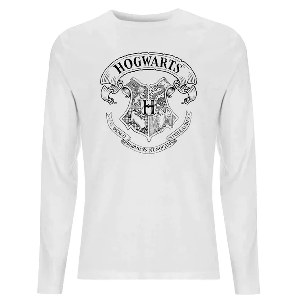 Harry Potter Hogwarts Crest Unisex Long Sleeve T-Shirt - White