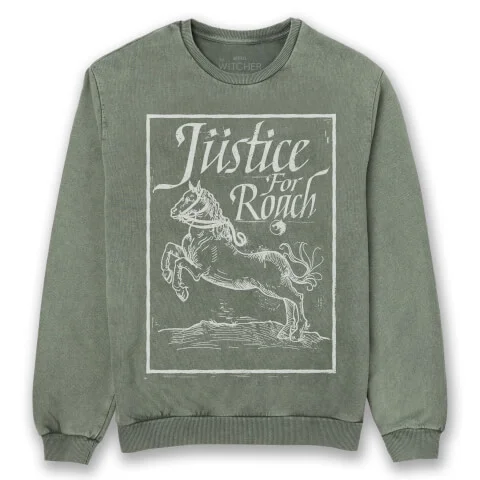 The Witcher Justice For Roach Unisex Sweatshirt - Khaki Acid Wash
