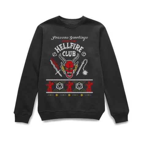 Stranger Things Hellfire Club Christmas Christmas Jumper - Black