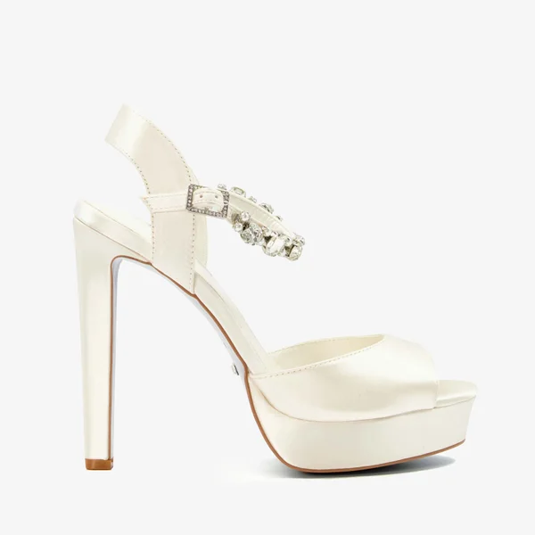 Dune London Miracle Embellished Satin Heeled Platform Sandals