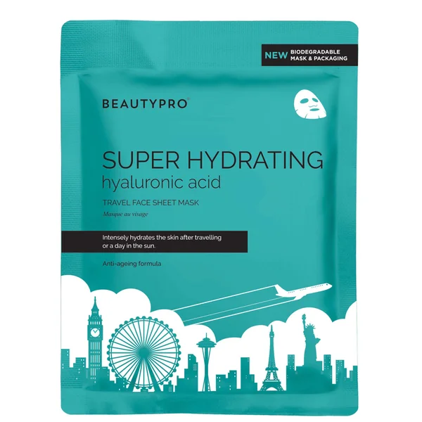 BEAUTYPRO Super Hydrating Hyaluronic Acid Travel Face Sheet Mask