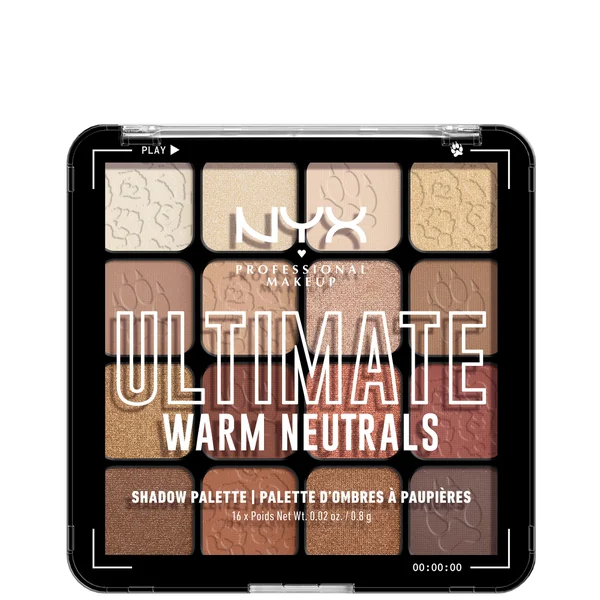 لوحة ظلال العيون ألتيميت من 16 قالبًا والمناسبة للنباتيين من NYX Professional Makeup - ألوان محايدة دافئة