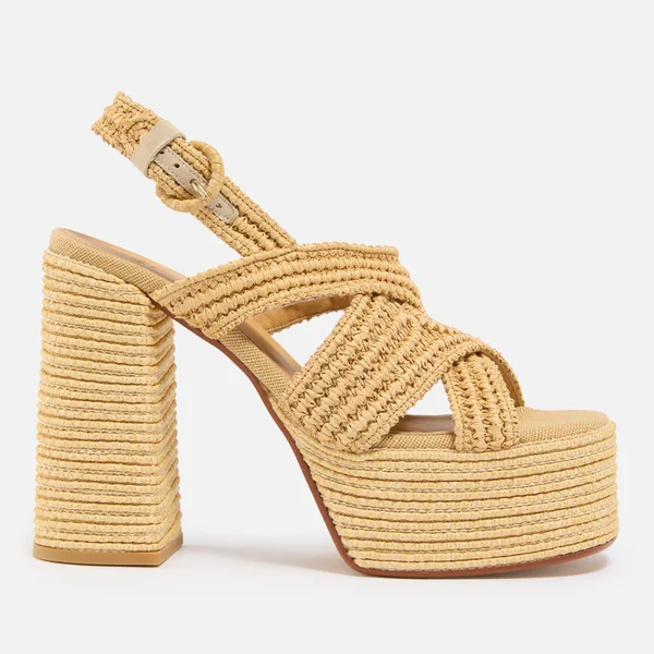 Castañer Women's Fulvia Faux Raffia Platform Heeled Sandals