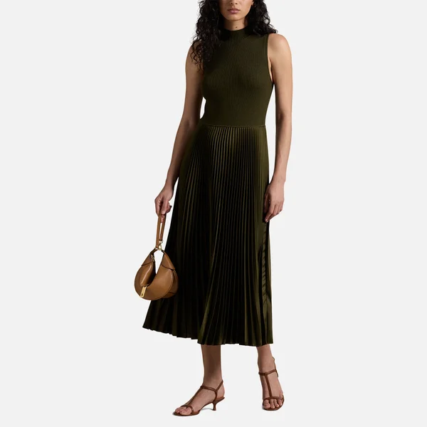 Polo Ralph Lauren Wynna Ribbed-Knit Plissé Dress