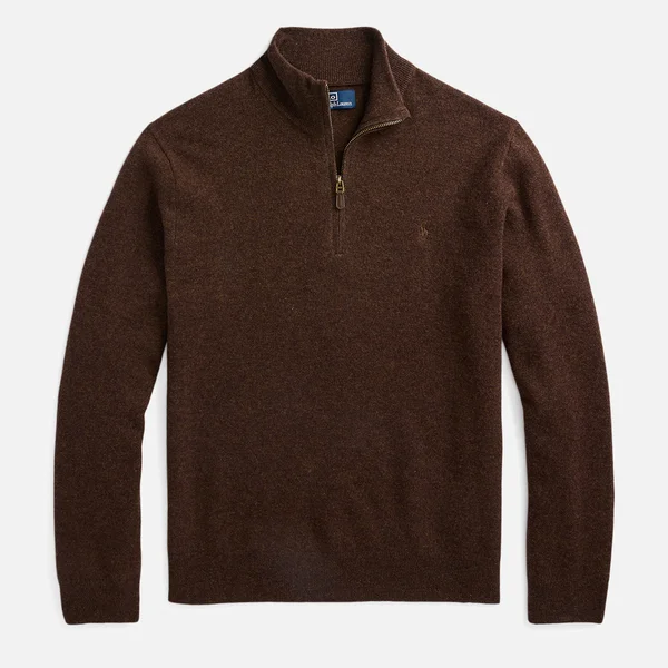 Polo Ralph Lauren Men's Merino Half Zip Jumper - Dark Chestnut Heather