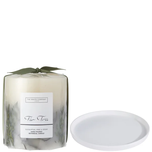 The White Company The Fir Tree Botanical Candle and Plate - Medium