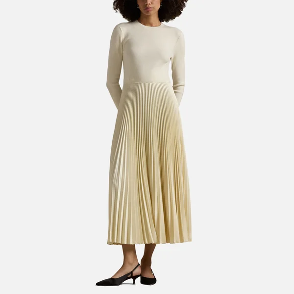 Polo Ralph Lauren Ribbed-Knit Plissé Dress