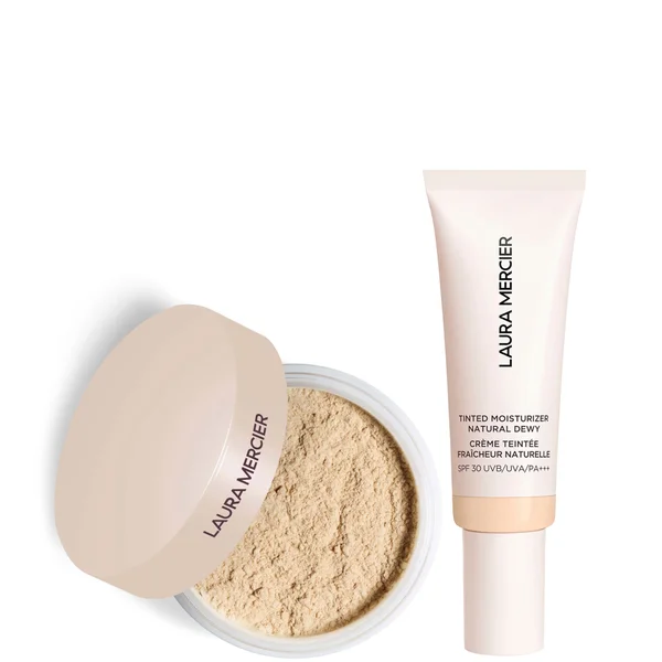Laura Mercier Mini Translucent Loose Setting Powder Ultra Blur and Tinted Moisturiser Natural Dewy SPF 30 Duo (Various Shades)