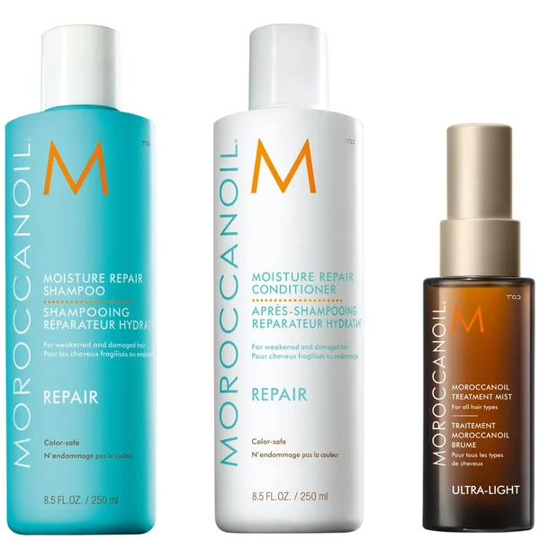 Moroccanoil Moisture Repair Shampoo and Conditioner 250ml + Treatment Mist 25ml