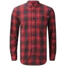 Farah 1920s Men's Hasley Check Long Sleeve Shirt - Red Chilli