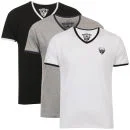 Ringspun Men's 3-Pack Silva Short Sleeve V-Neck T-Shirt - Black/White/Grey Marl