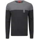 Luke 1977 Men's Stem Crew Neck Jumper with Scarf - Grey Marl